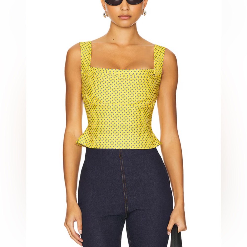 Miaou Imogen Corset Yellow Polka Dot top Size XLNWT
